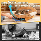 3-in-1 Large Sisal Cat Scratch Bed, Thicker Natural Sisal 22” Elevated Wooden Frame Hammock Lounge for Indoor Cats Sleep, Scratch & Play