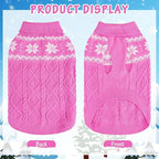 Warm Winter Pink Dog Sweater - Cold Weather Pet Clothes for Small Medium Large Dogs Indoor Outdoor, Soft Classic Knit Puppy Apparel Coat, Pink, XL