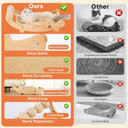 Large Sisal Cat Scratch Pad, Nartural Soild Wood Cat Scratcher Bed with Sisal Scratching Felt and 4 Balls for Indoor Cats Scratch & Lounger & Sleep (Large Size, Nature Wood)