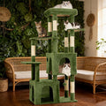 Cat Tree 61" Tall, Sisal Wrapped Scratching Post, Cat Nest, Hanging Ball, Extended Platform