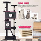 24/7 Shop at Home Court 70 inch Multi-Level Cute Cat Tree Tower with Dangling Ball and Scratching Posts for Indoor Cats Adults, Kitten Supplies, Pet House, Dark Gray
