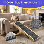2026 Upgraded Dog Ramp for Couch, Foldable Small Dog Ramp for Sofa, 4 Adjustable Height from 13'' to 21", Portable Stable Pet Steps with Non-Slip Pad, Pet Ramps Use for Sofa Couch Stairs