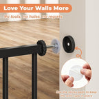 29"-45" Baby Gate for Stairs, Auto Close Stroller Friendly Dog Gate Indoor for Doorways, Pressure Mounted Baby Gate, Easy Walk Through Gate for Children & Pets, Black
