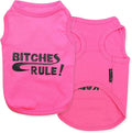Parisian Pet Dog Shirt – 100% Cotton Shirts for Small Dogs – Pink Sleeveless Puppy Clothes – Lightweight and Breathable Pet Apparel – Bitches Rule Girl Dog Clothes - Stretchy T Shirts for Dogs