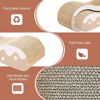 2 in 1 Cat Scratcher for Indoor Cats, Large Cardboard Cat Scratcher Lounger, 100% Recyclable&Reversible Horizontal Scratching Pads Prevents Furniture Damage,Wave