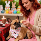 Elegant little tail Easter Dog Bandana, Bunny with Flower 1PC Washable Dog Scarf Female or Male Square Bib Kerchief Scarf Adjustable Pet Bandana for Medium Large Dogs