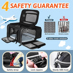 Petskd Top and Side Expandable Pet Carrier 18x11x11 Inches Delta United Airline Approved, Soft-Sided Carrier for Small Cats and Dogs with Locking Safety Zippers and Anti-Scratch Mesh(Black)