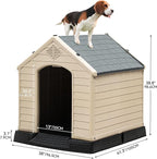 YITAHOME Plastic Dog House, Waterproof Indoor Outdoor Doghouse for Large or Small Dog, with Air Vents and Elevated Floor, Easy Assemble and Clean