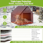 GUTINNEEN Heated Dog House for Outside Dog Kennel with Insulated Line and Heating Pad, Anti-Chewing Metal Frame Dog Shelter with Raise Floor and Waterproof Roof, Grey