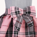 PUPTECK Classic Plaid Dog Dress Pet Apparel with Cute Bowtie Puppy Clothes Outfit,Grey,XS