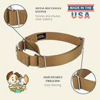 Country Brook Petz - Martingale Dog Collar - Heavy-Duty Training Collar with No Buckle - Service Dog Collar for All Pups - 10+ Warm Colors (Coyote Tan, 5/8 Inch, Extra Small)