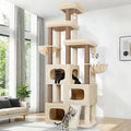 Globlazer 85 Inch Tall Cat Tree for Large Cats, Multi-Level Cat Tower for 4+ Cats with 3 Condos, 2 Hammocks & Sisal Posts, Heavy Duty Cat Tree Tower for Maine Coon, S85, Beige