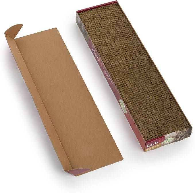 Petlinks Scratchers Choice Flat Corrugated Carboard Scratch Pad for Cats & Kittens, Catnip Infused & Reversible, Promotes Healthy Nail Growth - Brown, Single Wide