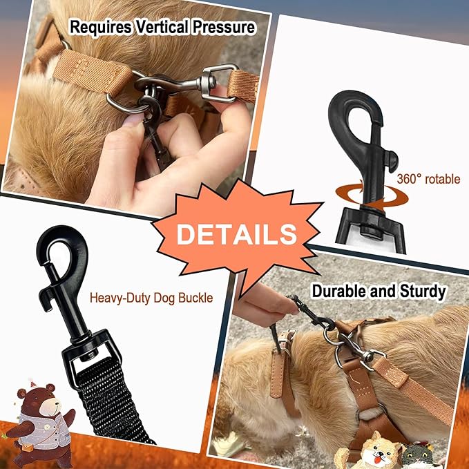 2 Pcs Mini Dog Collar Safety Clips with Double Ended Clasps | Collar Backup Clip for Small Dog Harness & Collars Connectors, Puppy Gentle Lead Companion, Safety Clip - Black