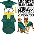5 Pcs Dog Graduation Costume Set Include 2026 Pet Graduation Gown with Stole Puppy Grad Cap Lensless Glasses DIY Letter Stickers for Dogs Cats Holiday Costume Accessory(Green Yellow,XXL)