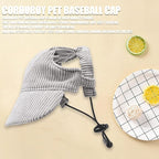 Dog Baseball Cap, Dog Cat Summer Beach Visor Hat with Ear Holes, Adjustable Puppy Sunbonnet Headdress (Grey, Small)