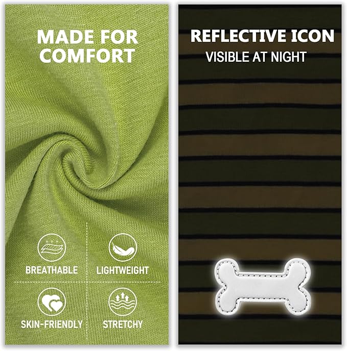 KYEESE 2Pack Dog Shirt, Soft Striped Dogs T Shirts, Lightweight Pet Tank Top, Sleeveless Dog Shirt for Medium Dogs, Stretchy Comfortable Pet Vest, Green, 2XL