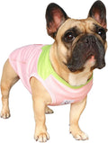 iChoue French Bulldog Summer Cooling Shirt for Dogs UV Sun Protection Vest Sleeveless Breathable Tank Top English Pug Pink Green - Medium