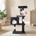 36" Multi-Level Cat Tree Tower with Scratching Posts, Toys & Condo - Space-Saving Design for Indoor Kittens, Compact Floor Footprint & Vertical Space for Multi-Cat Homes-Dark Grey