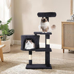 36" Multi-Level Cat Tree Tower with Scratching Posts, Toys & Condo - Space-Saving Design for Indoor Kittens, Compact Floor Footprint & Vertical Space for Multi-Cat Homes-Dark Grey