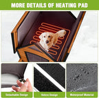 GUTINNEEN Heated Outdoor Dog House Insulated Weatherproof Dog Kennel with All-Around Metal Frame, Anti-Bite Puppy Home with Porch, Dog Shelter for Large Breed (Brown, 50.9'' Large)