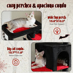 PETEPELA 69" Gothic Cat Tree for Indoor Large Cats, Cat Tower for Adult Cats with Big Hammock [18.5''X15.3''], Cat Climbing Tree Tower with Scratching Posts, Condo House and Large Top Perch, Black