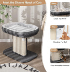 PETSITE 19.5-inch Small Cat Tree, 2-Tier Minimalist Cat Tree with Sisal Scratching Post, Extra Large Comfy Top Perch, and Dangling Ball, Ideal for Indoor Cats, Supports up to 44 lbs, Grey