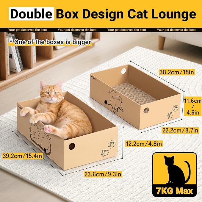 Ycozy Cat Scratcher with 2 Boxes, 6 PCS Replacement Reversible Cat Scratching Board for Cat Paws, Large Cat Scratcher Cardboard Corrugated for Indoor Cats