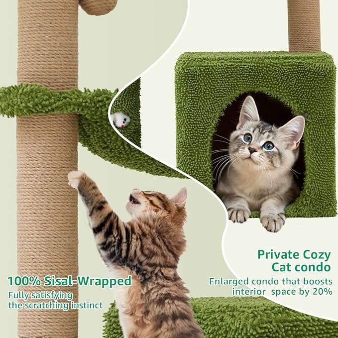 37" Cat Tree Tower for Indoor Cats Multi-Functional Comfy Cat Bed - with Sturdy Scratching Post, Cozy Hammock for Kittens and Small Cats,Cute Cat Tower with Fun Mouse Hole and Toy Ball