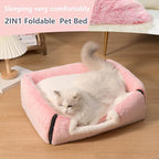 cat Bed cave-cat beds for Indoor Cats,Soft and Comfortable Cute cat Bed，cat House,with Removable Washable Cushioned Pillow,Enclosed pet Bed,Kitty pet hut、Hideaway,Small Large Dog Tent (Pink)