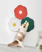 Wall Mount Cat Scratching Pads 3-Pack - Flower Design in Sunny Egg, Red & Green, Easter Gift for Cat Lovers, Space-Saving Home Decor that Saves Furniture