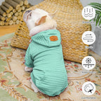 BEAUTYZOO Small Dog Hoodie Sweater with Pockets, Dog Clothes for Small Medium Dogs Boy Girl, Waffle-Like Laminated Cotton Pet Coats with Hat and Leash Hole, Mint Green L