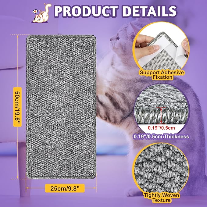 ENONCI Corner Cat Scratcher Wall Mounted for Indoor Cats, Cat Scratcher Pad for Door Frame, 19.6X9.8 Inch Anti Cat Scratch Door Furniture Protector for Couches and Walls