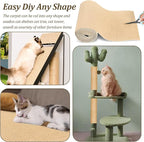 Cat Scratching Mat, Cats Scratch Furniture Protector Trimmable Self-Adhesive Carpet Mat DIY Cat Scratchers for Indoor Couch Wall Sofa Chair Cats Tree Shelves (118" x 15.75", Khaki)