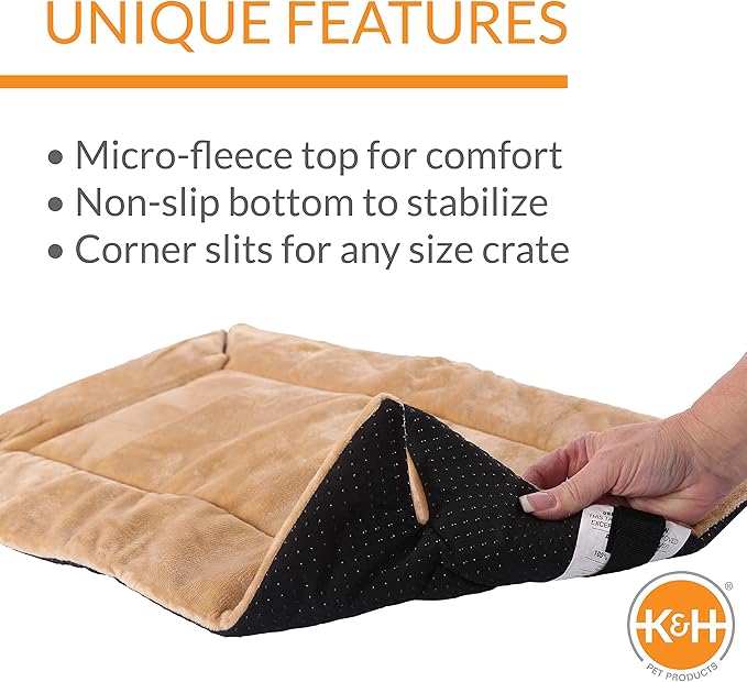 K&H Pet Products Self-Warming Crate Pad, Warming Dog Crate Bed, Machine Washable Dog Crate Mat, Tan Small 20 X 25 Inches