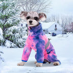 Dog Coats for Small Dogs, Polar Fleece Dog Pajamas Bodysuit, Puppy Onesies Tie Dye Jumpsuits, Dogs Warm Clothes Four-Legged, Doggie Fullbody Winter Jacket Vest
