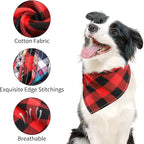 Segarty Fall Dog Bandanas, 10 Pack 22.8"x15.7" Plaid Bibs Pet Triangle Scarf Accessories Bulk for Small Medium Cats Dogs Large Puppy Dogs, Washable Adjustable Boy Pets Birthday Kerchief