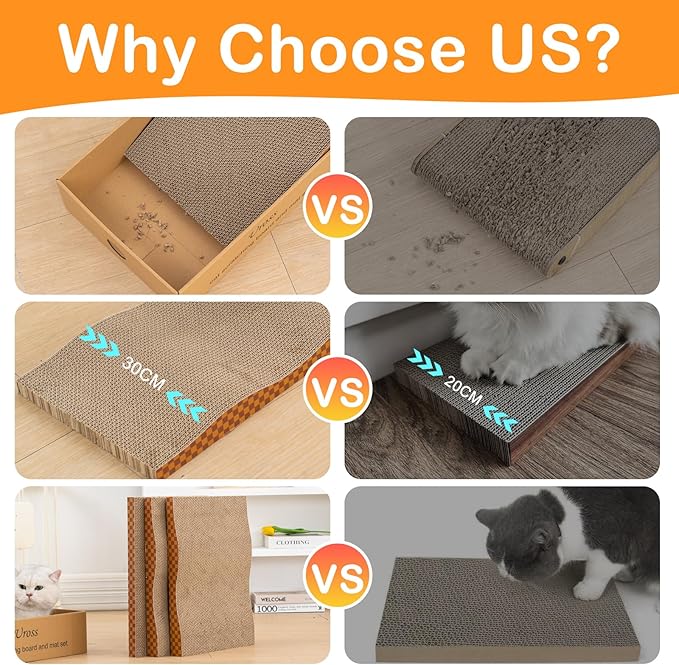 Uross Cat Scratcher Mat & 3pcs Scratching Board Set - Natural Sisal Cat Scratch Mats Large Cat Scratch Rug Scratch Pads Box for Indoor Cats Scratch Pad for Horizontal Cat Scratcher