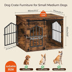 Dog Crate Furniture, 31.5" Farmhouse Dog Kennel with Sliding Barn Door, Wooden Dog Cage for Small Medium Dogs, Decorative Pet House Side End Table, Chew-Resistant, Rustic Brown DCHR9601
