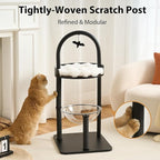 34" Modern Cat Tree Furniture, Minimalist Metal Frame Cat Tower with Wood Platforms, Washable Cushion & Scratching Post, Stylish Cat Condo for Indoor Cats, Classic Black