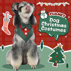 FUAMEY Dog Tuxedo Christmas for Small Dogs,Dog Formal Suit Dogs Attire Pet Bow Tie Puppy Party Costumes Cat Tux Outfits Pets Bandana Cosplay Adjustable Bowties Christmas Green Red XS