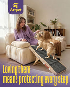 Dog Ramp for Small Dogs for Couch & Bed, Dachshund Joint Care Ramp,Foldable, Anti-Slip, Portable, Height Adjustable, Supports Up to 35 lbs