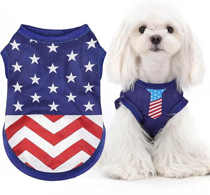 American Flag Inspired Dog Vest: Perfect Dog Shirt, Ideal Tank Top for Everyday Wear, Independence Day Celebrations Quality Materials for a Cute and Stylish Look Classic Blue Star M