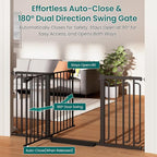 Cumbor 30.4-56.8" Extra Wide Baby Gate for Stairs, Dual Lock & Self-Closing Dog Gate Indoor, Easy Install Pet Gate for Doorways & Wide Openings, Easy Walk Thru Safety Proofing for Babies & Pets, Black