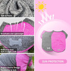 KYEESE 2Pack Dog Shirt with Sleeves, Lightweight Sun Protection Dog T Shirts for Medium Large Dogs Girl, Breathable Pet Tank Top Reflective Dogs Clothes for Summer Outdoor Walking, Rose+Grey, 2XL