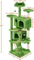 Topeakmart 70in Cat Tree Tower for Inddor Cats with 3 Cozy Platforms 2 Condos and Ladder Cat Activity Center for Kittens