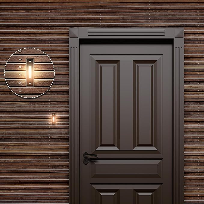 Saillong 2 Pieces Lighted Doorbell Button, Wall Mounted Garage Door Opener Switch with LED Light Compatible with Most Wire Doorbell Chimes, Transformer, Ringer, Buzzers (Black,Warm Light)