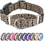 Hikiko Martingale Collar for Dogs Classic Leopard Dog Collar for Small Medium Large Dogs Durable Escape Proof Dog Collars (Leopard,Medium)
