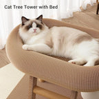 Cat Tree Tower, Multi Functional Climbing Frame with Scratching Post and Cozy Bed, Multi Level Climbing Activity Center for Indoor Cats to Play and Rest, Compact Design for