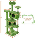 Yaheetech 62in Cat Tree Cat Tower for Indoor Kittens, Pet Furniture w/Double Condo, Scratching Posts, Multiple Platforms and Balls for Kitty, Green